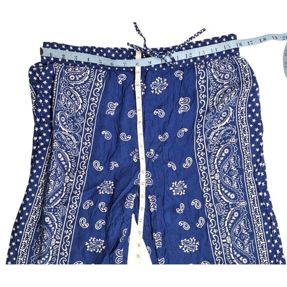 Polo Ralph Lauren Blue Bandana Drawstring Pants Women Size Small Viscose New - Picture 7 of 7